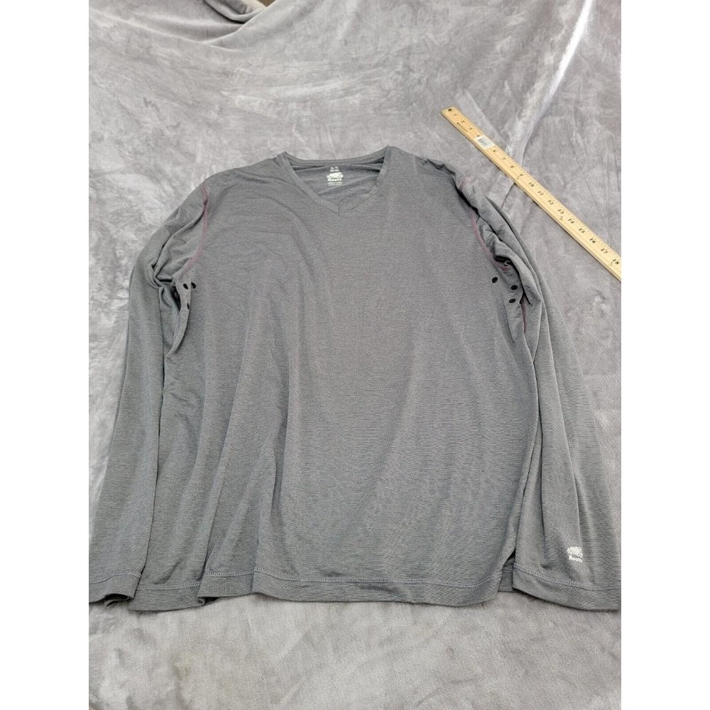 Roots Canada Shirt XL Gray Long Sleeve vented performance‎ V-neck, light weight